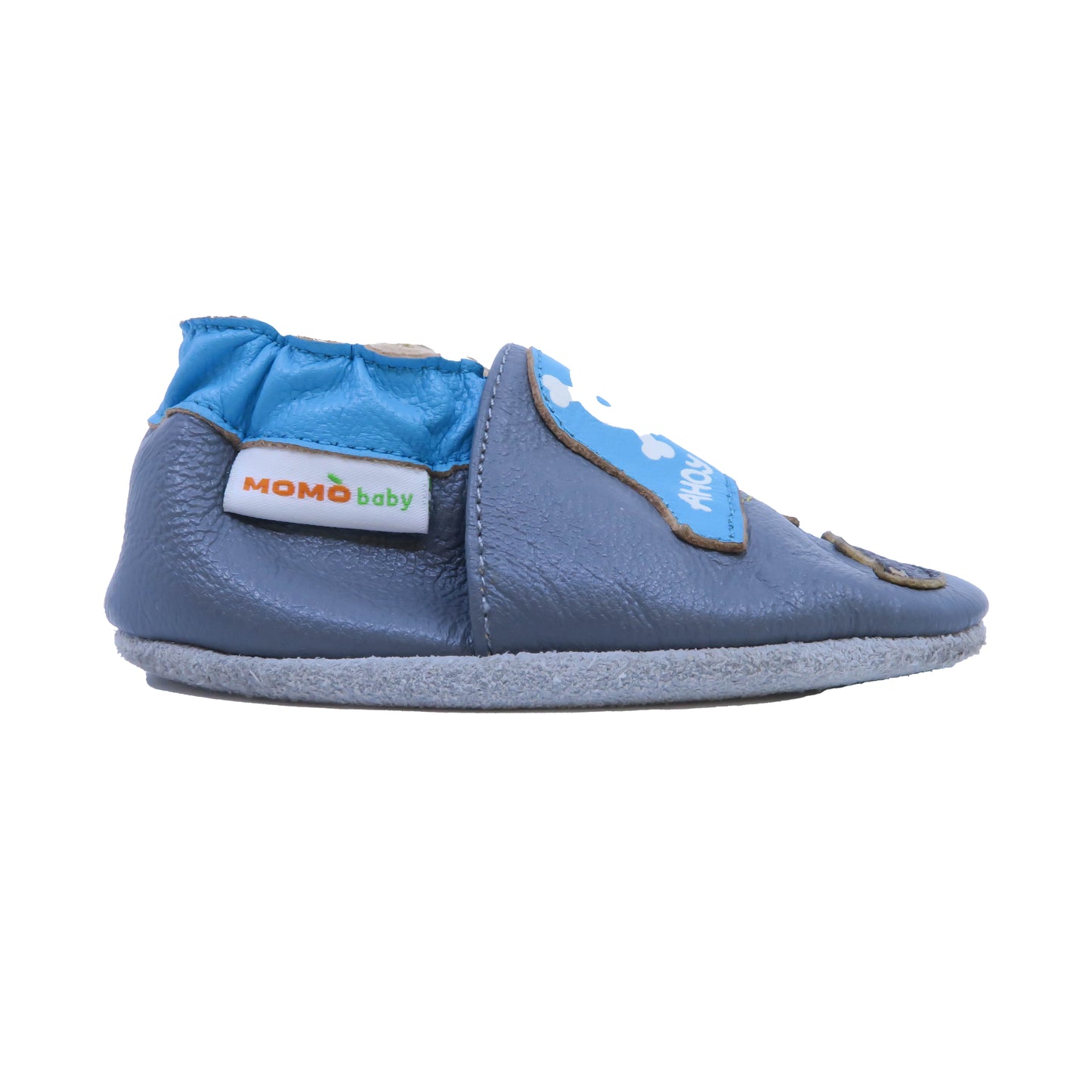 Momo Baby Boys Grey | Blue | Yellow Booties Size: 6-12 Months Grey | Blue | Yellow