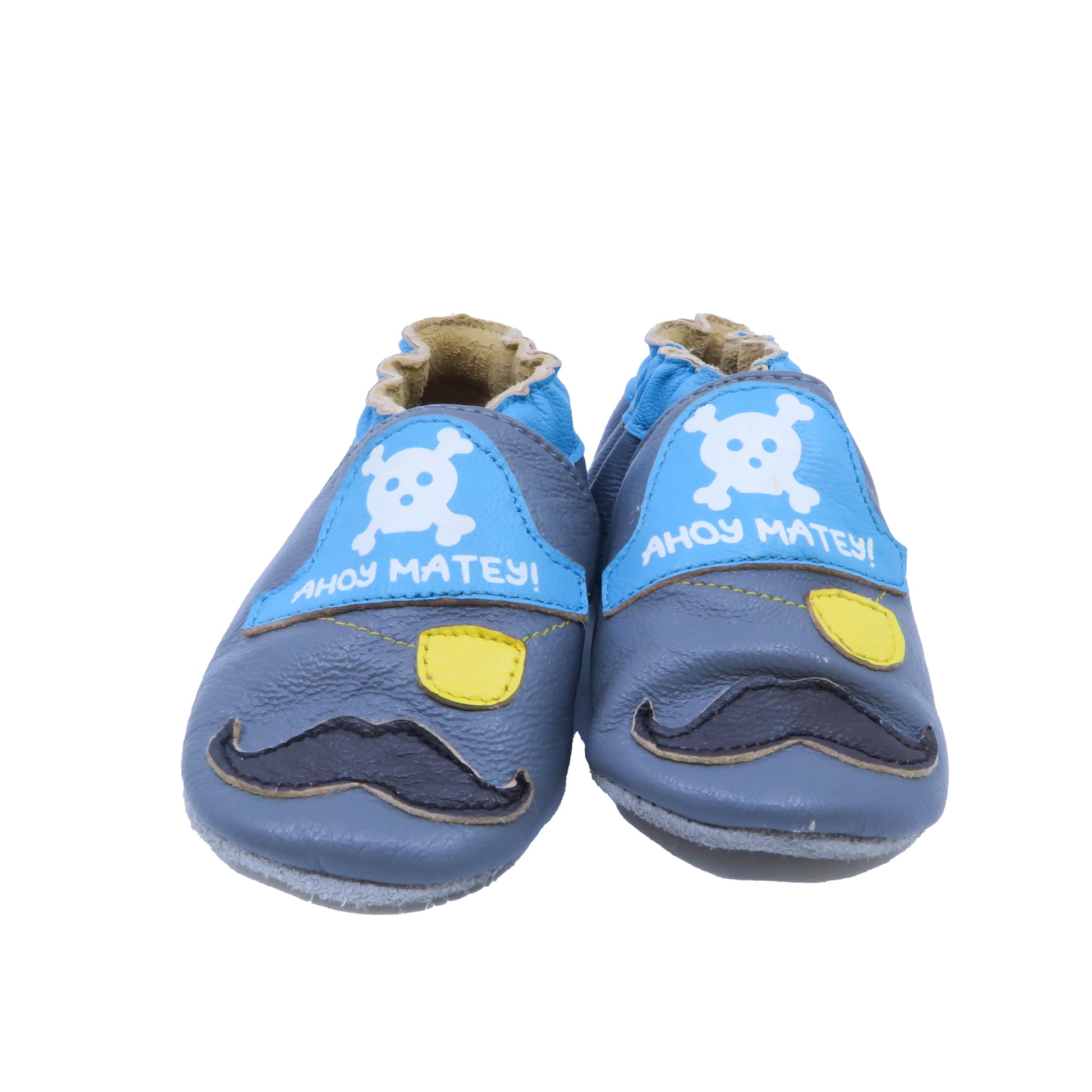 Momo Baby Boys Grey | Blue | Yellow Booties Size: 6-12 Months Grey | Blue | Yellow