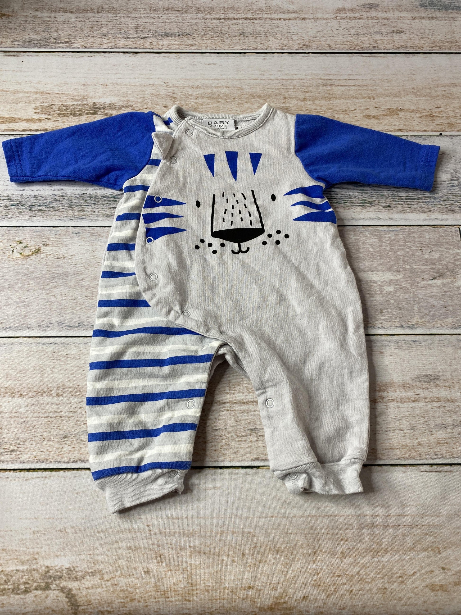 Bon bebe Boys Grey | Blue Long Sleeve Outfit Size: 0-3 months Grey | Blue