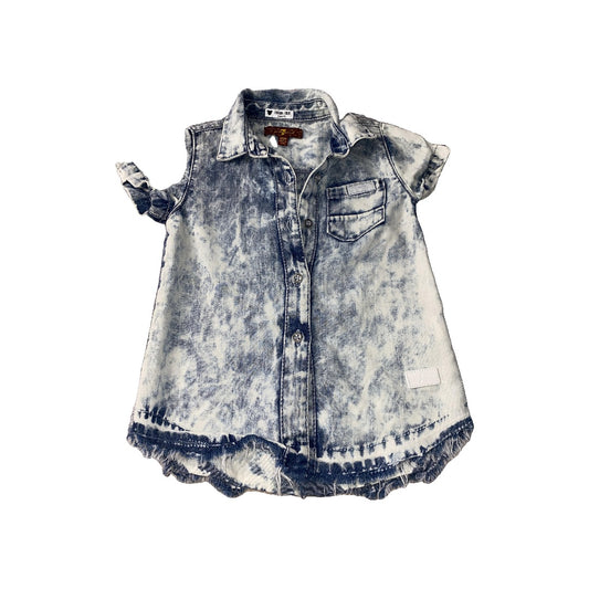 7 For All Mankind Girls Grey | Chambray Button Down Short Sleeve Size: 18 months Grey | Chambray
