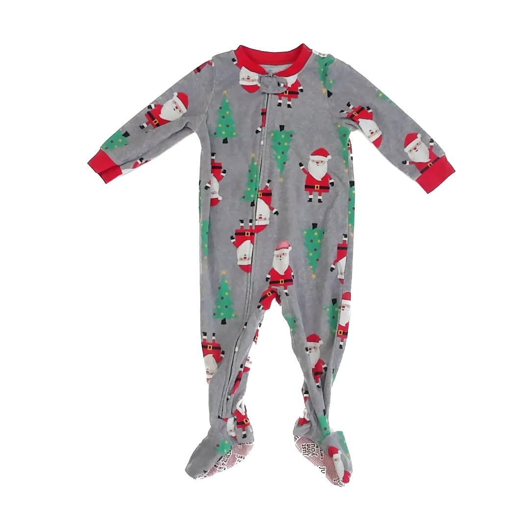 Carter's Boys Grey | Christmas 1-piece footed Pajamas Size: 18 Months Grey | Christmas