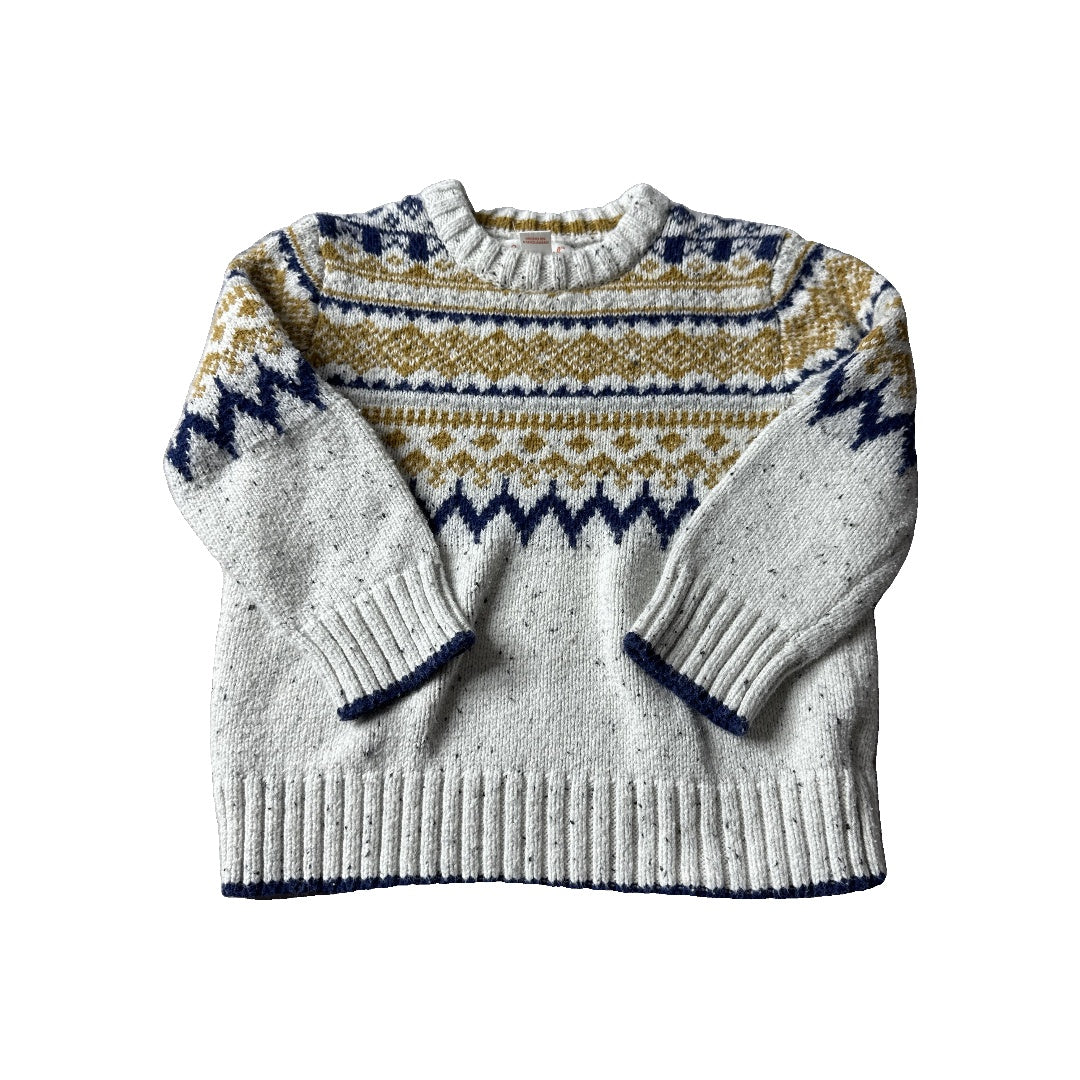 Cat and Jack Boys Grey | cream | Brown | Navy Blue Sweater Size: 18 months Grey | cream | Brown | Navy Blue