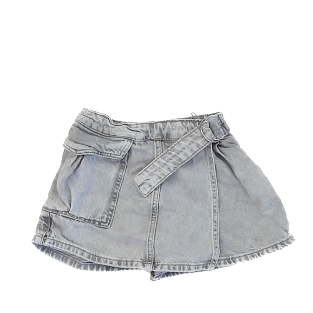 Zara Girls Grey Denim Skirt Size: 9 Grey Denim