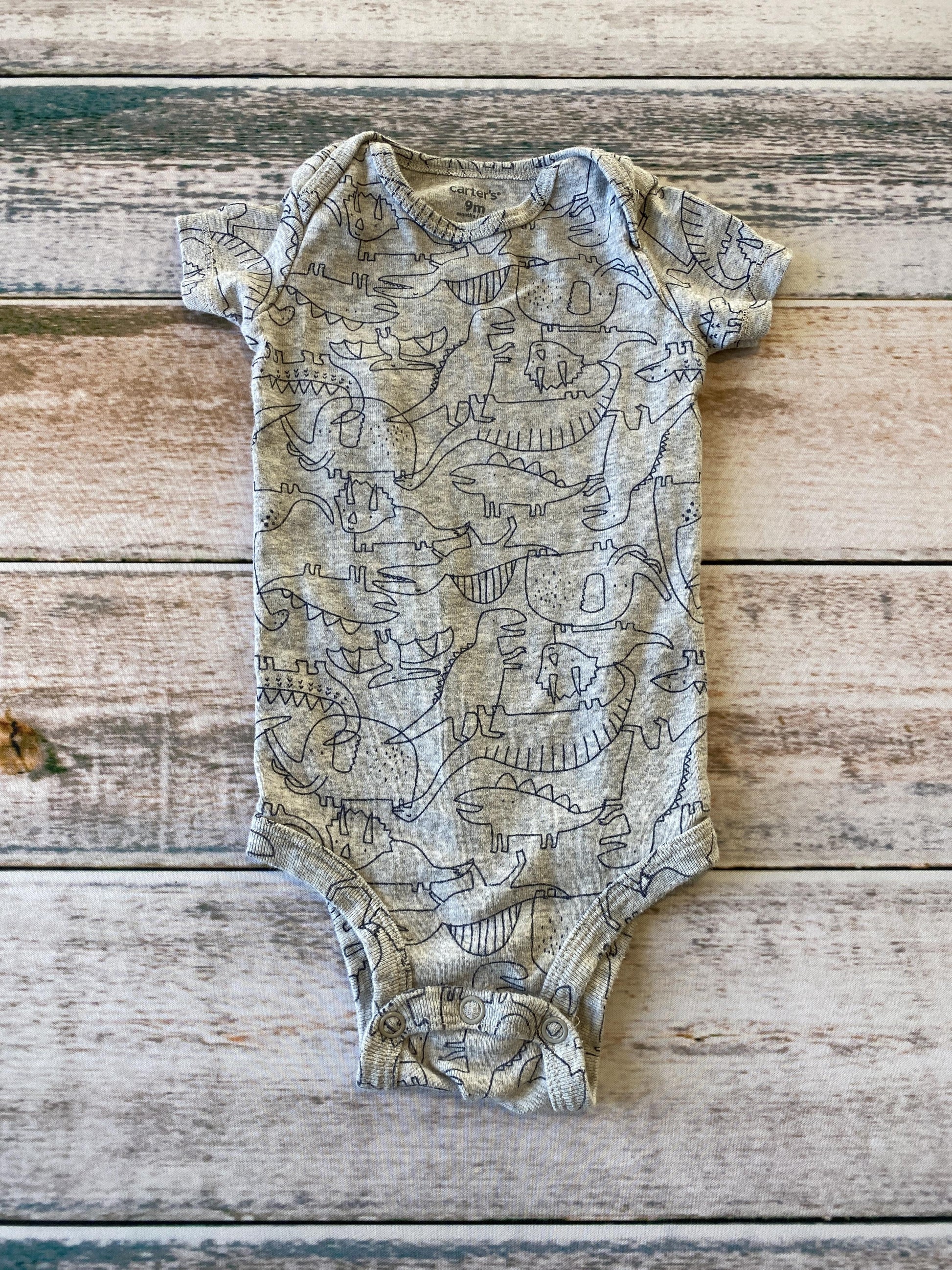 Carters Boys Grey | Dinosaur Onesie Size: 9 months Grey | Dinosaur