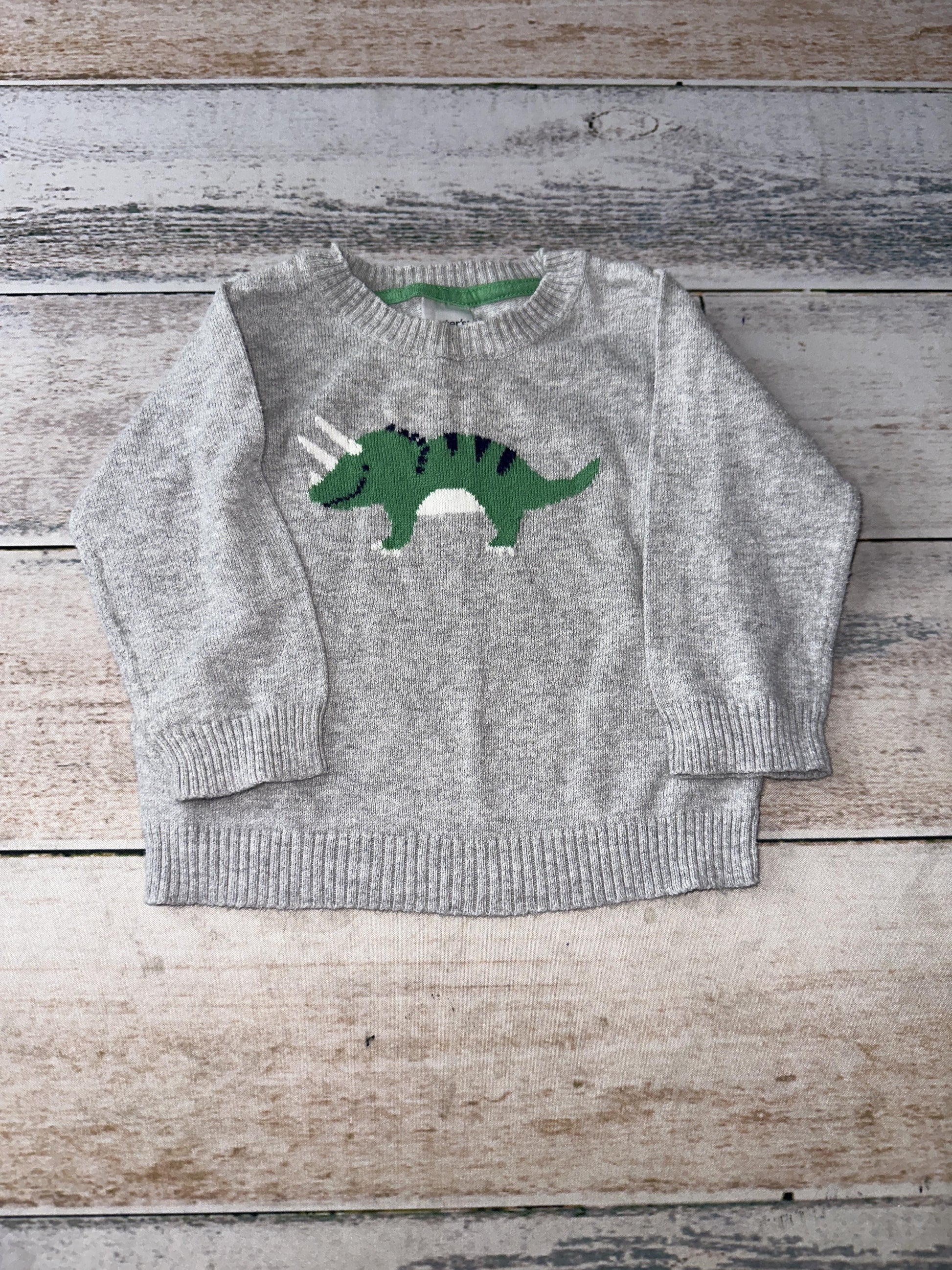 Carters Boys Grey | Dinosaur Sweater Size: 6 months Grey | Dinosaur