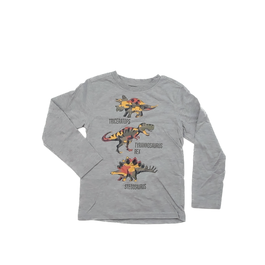 Kids Headquarter's Boys Grey | Dinosaur Long Sleeve T-Shirt Size: 6 Years Grey | Dinosaur