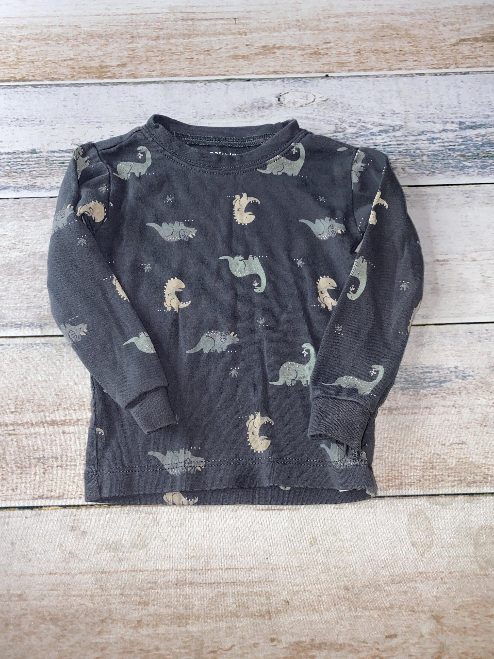 Petit Lemi Boys Grey | Dinosaur Pajamas Size: 12 months Grey | Dinosaur