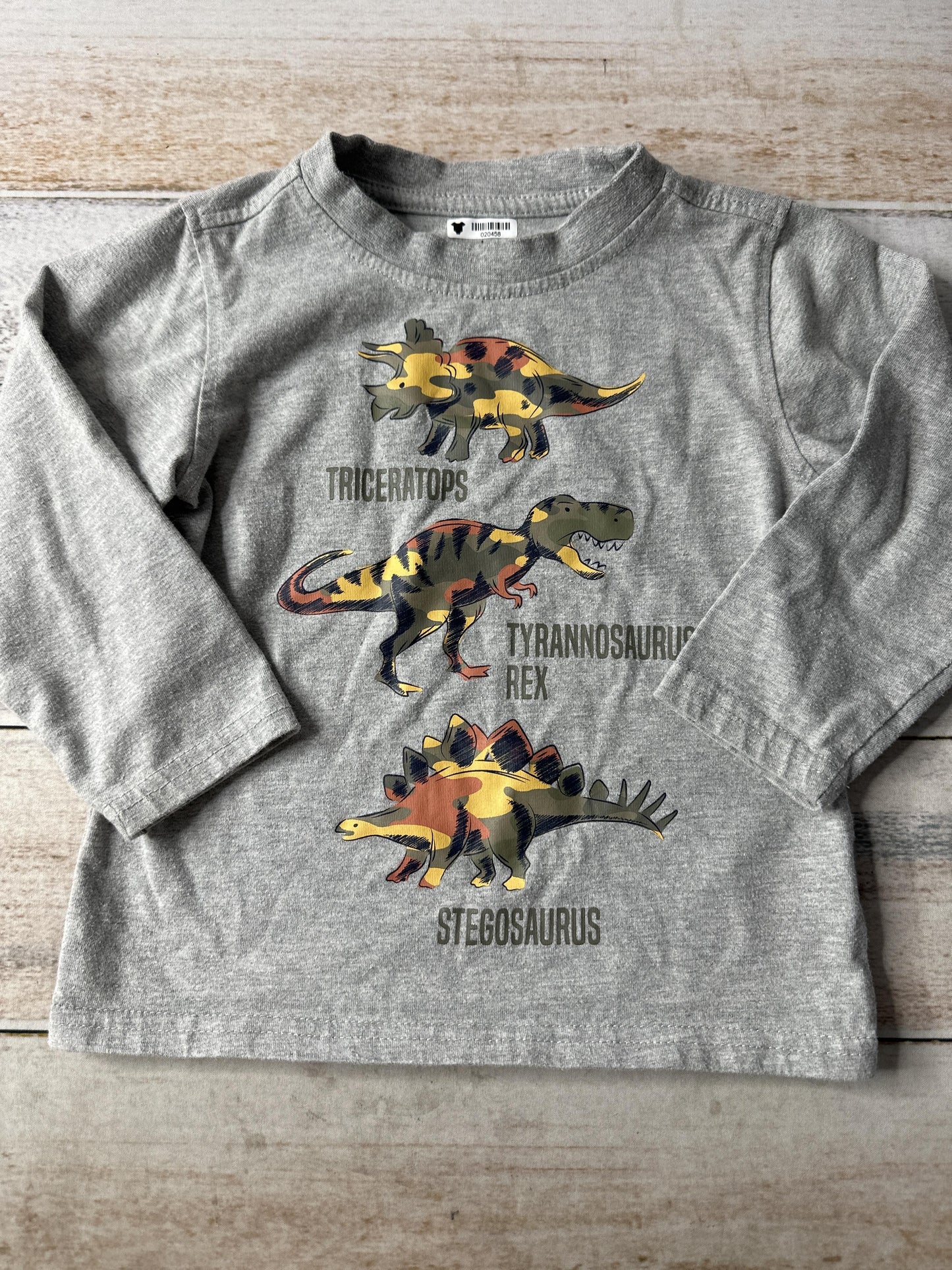 Kids Headquarters Unisex Grey | Dinosaur Long Sleeve T-Shirt Size: 3T Grey | Dinosaur