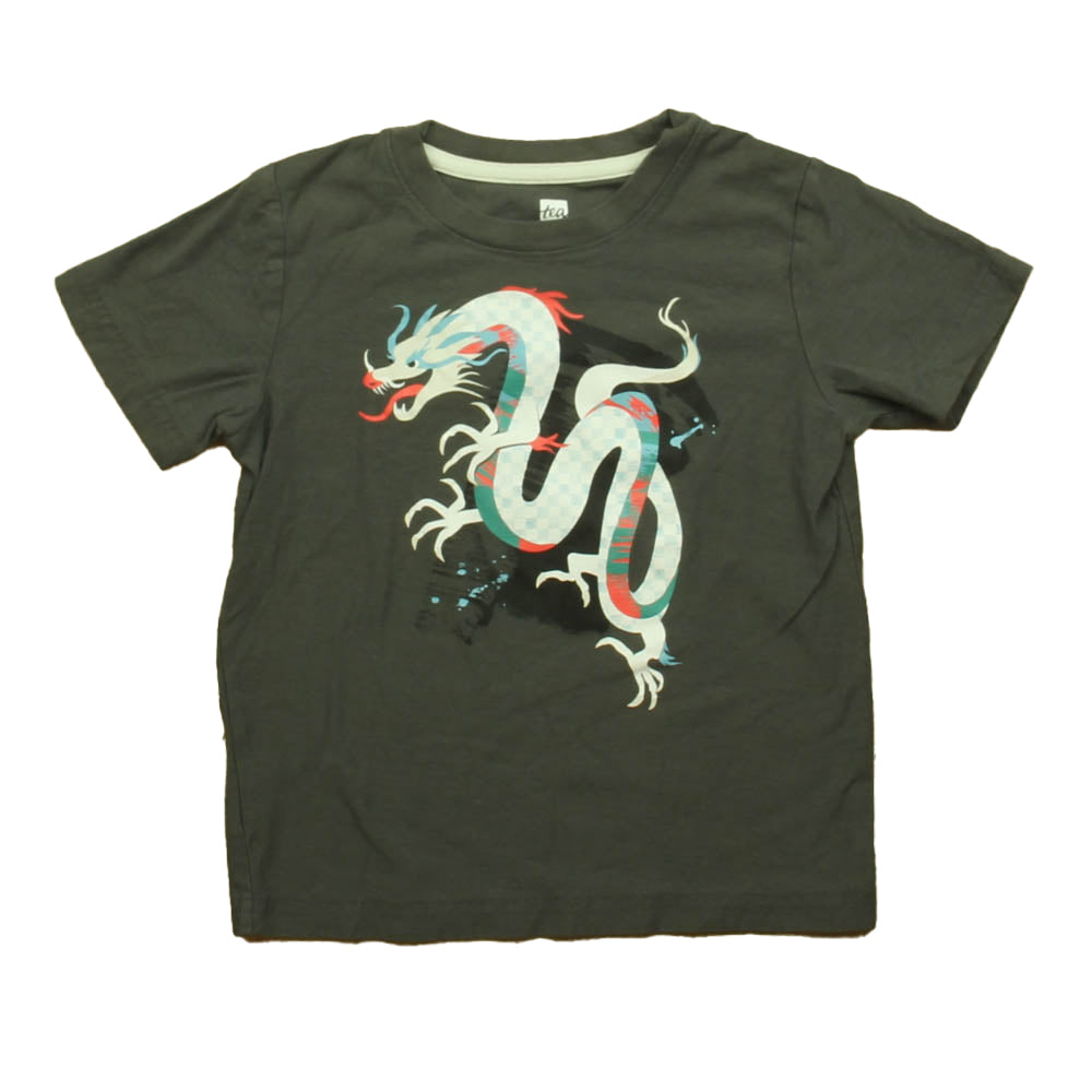 Tea Boys Grey Dragon Short Sleeve Shirt Size: 4T Grey Dragon