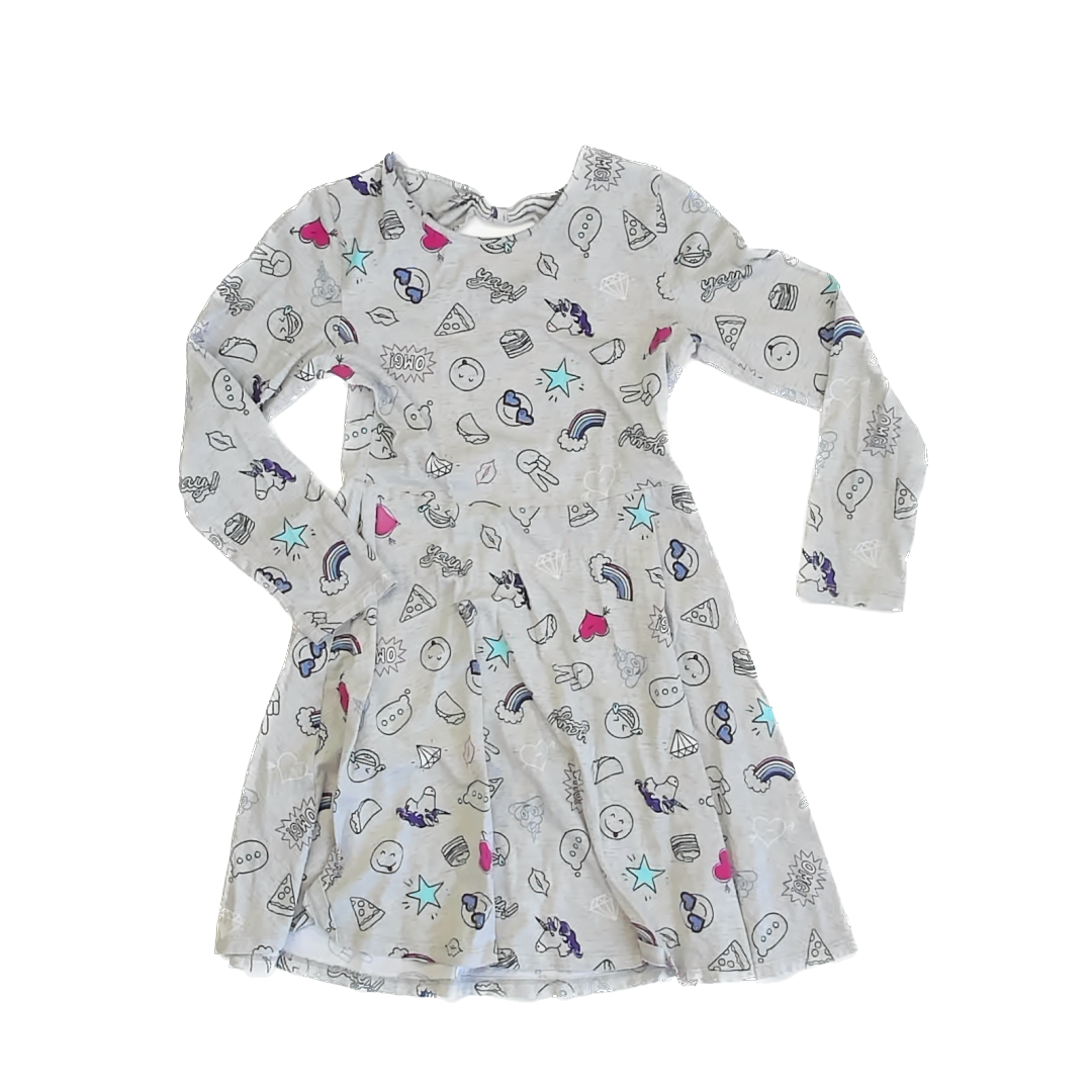 Children's Place Girls Grey | Emojis Dress Size: M (7/8) Grey | Emojis