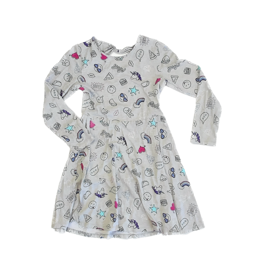 Children's Place Girls Grey | Emojis Dress Size: M (7/8) Grey | Emojis
