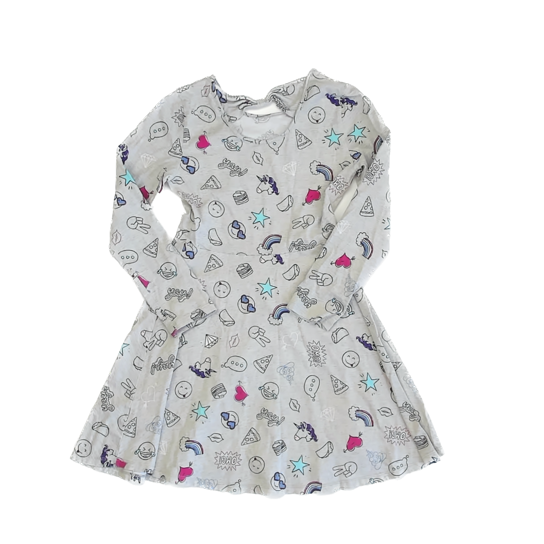 Children's Place Girls Grey | Emojis Dress Size: M (7/8) Grey | Emojis
