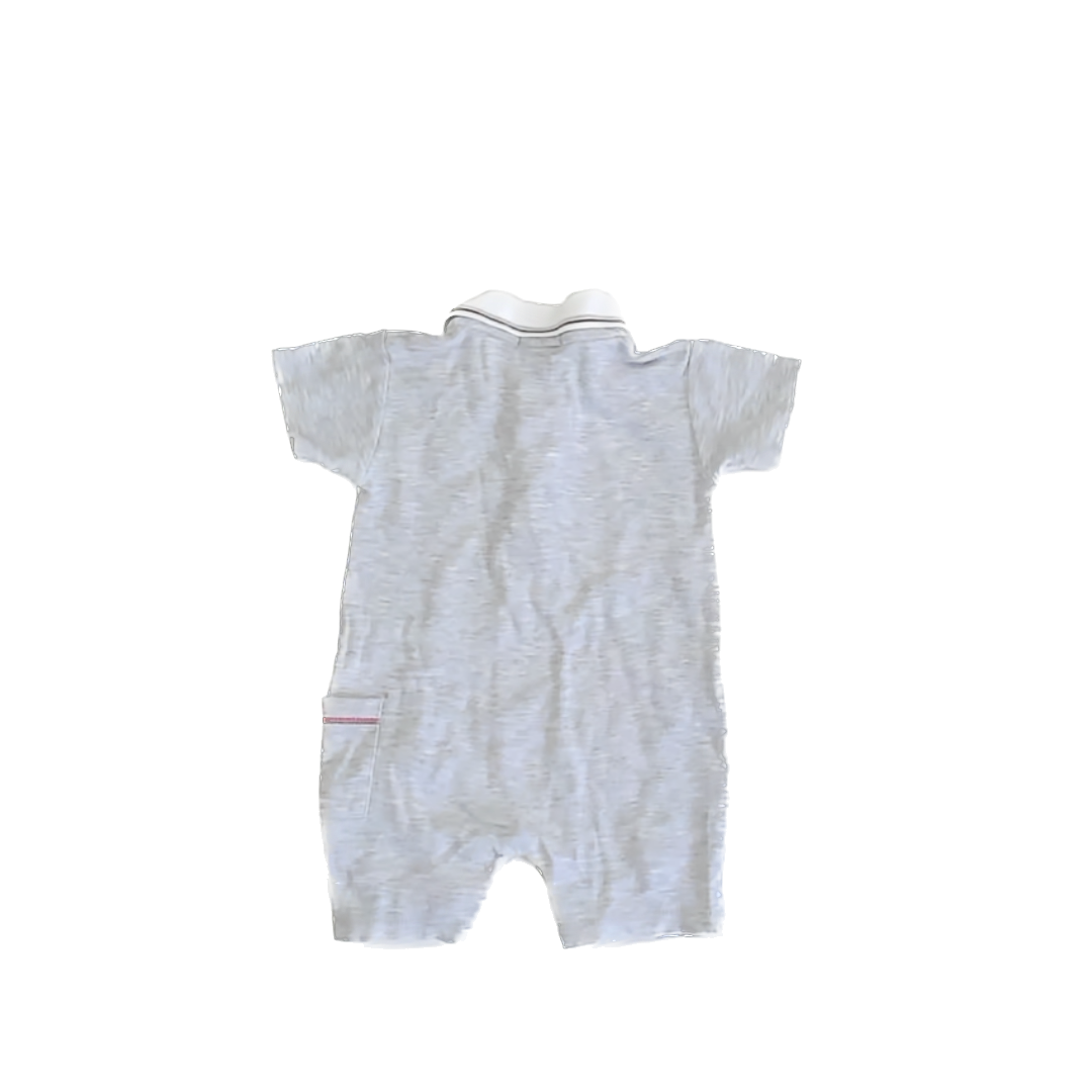 Kissy Kissy Boys Grey | Firetruck Romper Size: 3-6 Months Grey | Firetruck