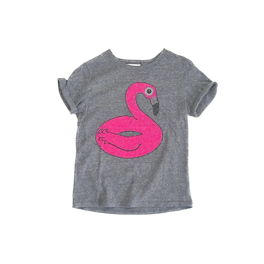 Butter Girls Grey Flamingo T-Shirt Size: 10-12 Years Grey Flamingo