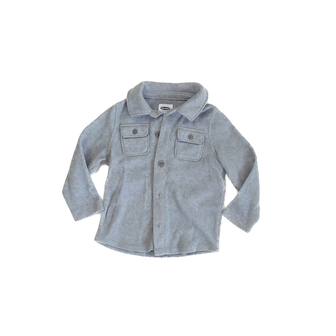 Old Navy Boys Grey Fleece Button Down Long Sleeve Size: 3T Grey Fleece