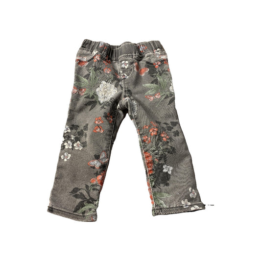 Gap Girls Grey | Flowers Jeans Size: 18-24 months Grey | Flowers