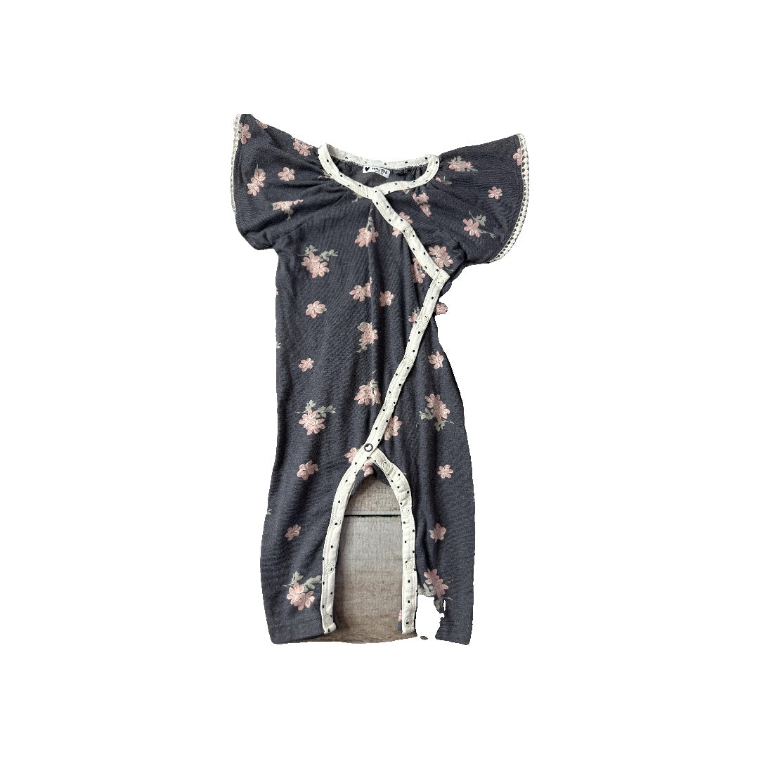 Girls Grey | Flowers Romper Size: 6-Mar Grey | Flowers