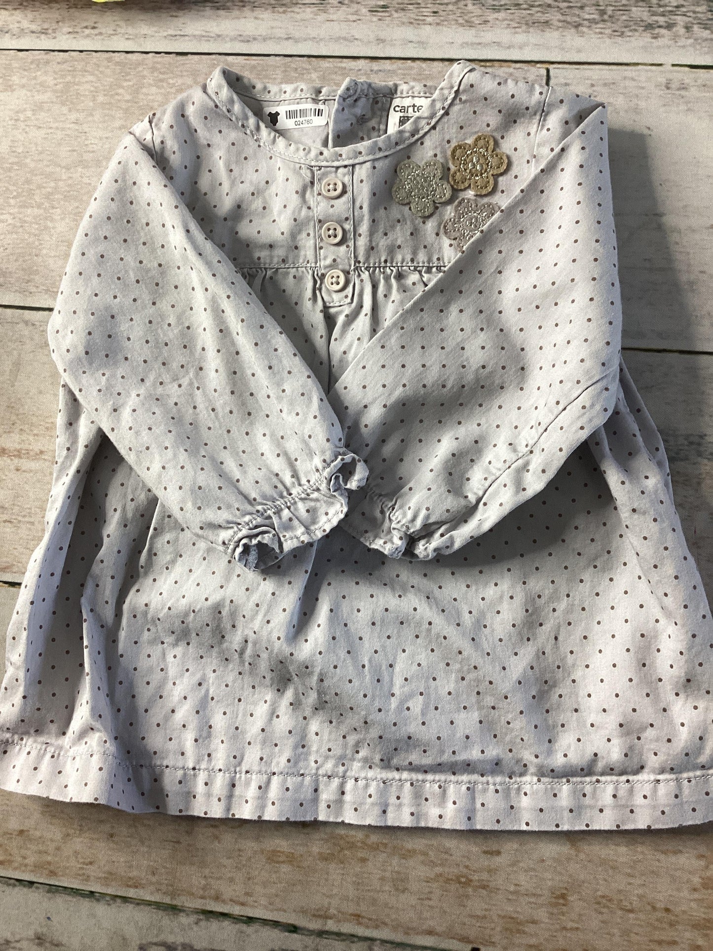 Carters Girls Grey | Flowers Dress Size: 3-6 months Grey | Flowers