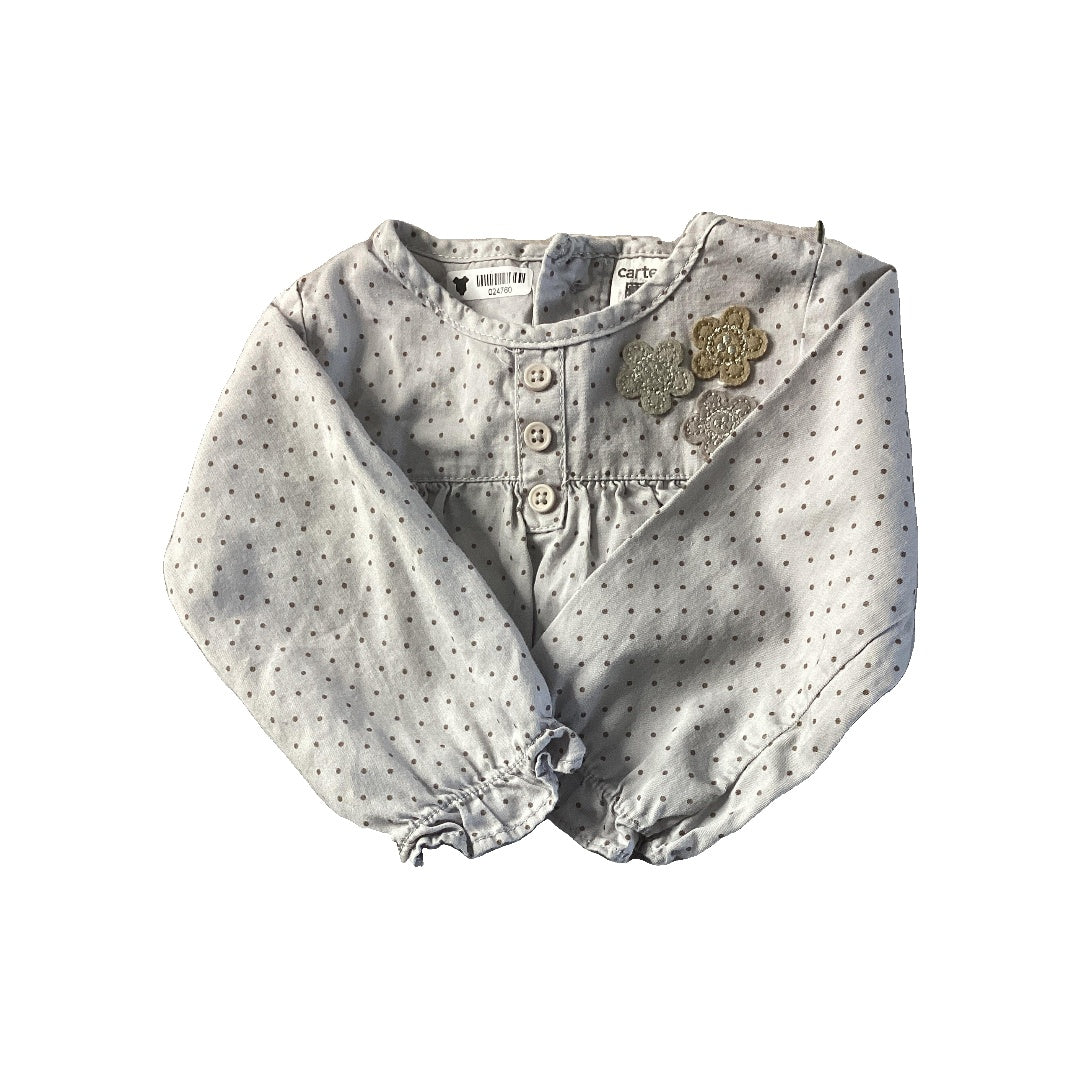Carters Girls Grey | Flowers Dress Size: 3-6 months Grey | Flowers