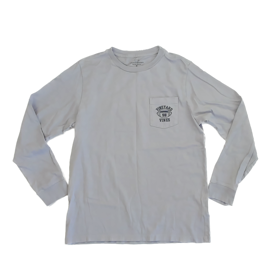 Vineyard Vines Boys Grey Football Long Sleeve T-Shirt Size: Youth M (12-14 Years) Grey Football