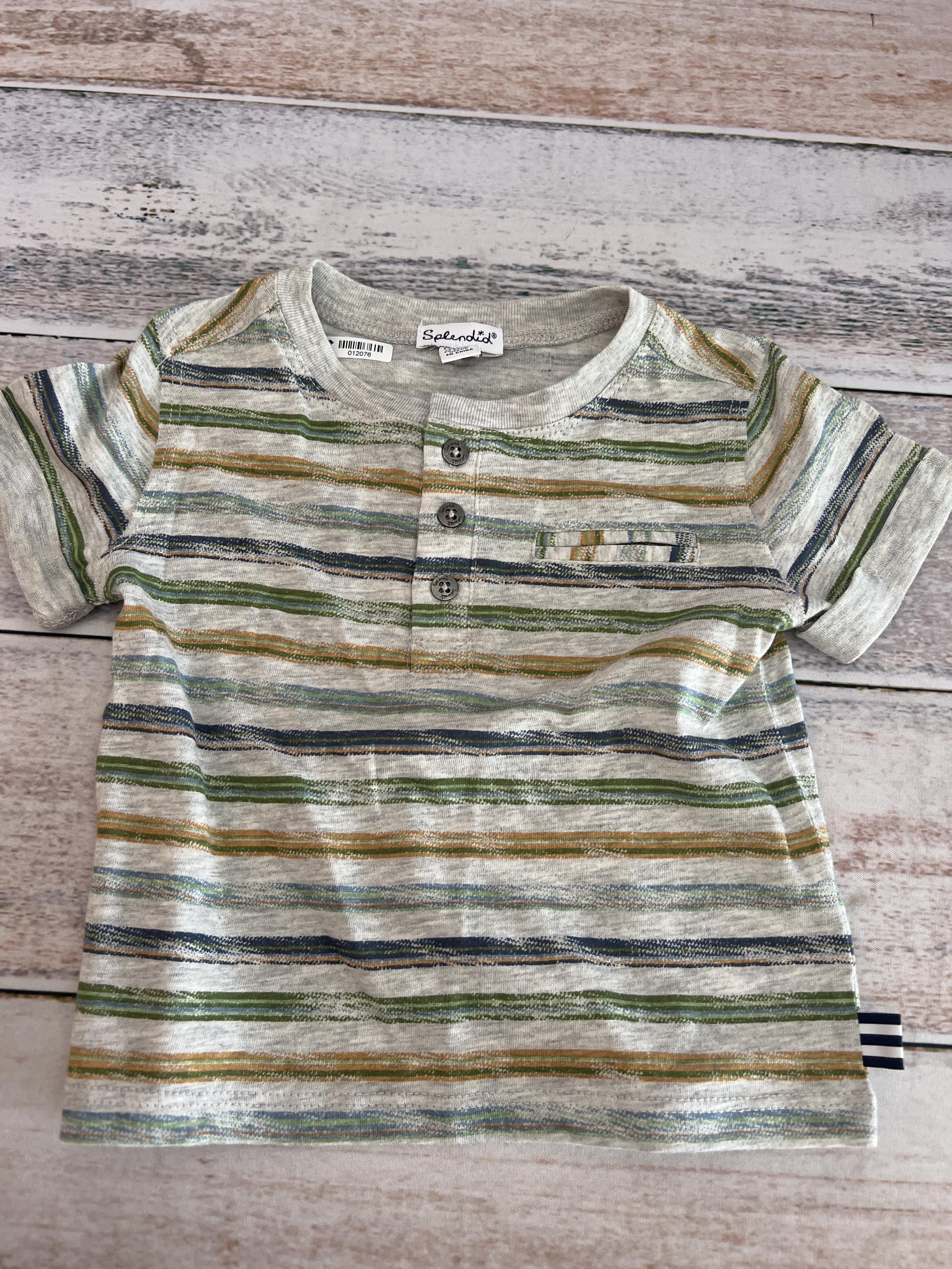 Splendid Boys Grey | Forest Green | Stripe T-Shirt Size: 12-18 months Grey | Forest Green | Stripe