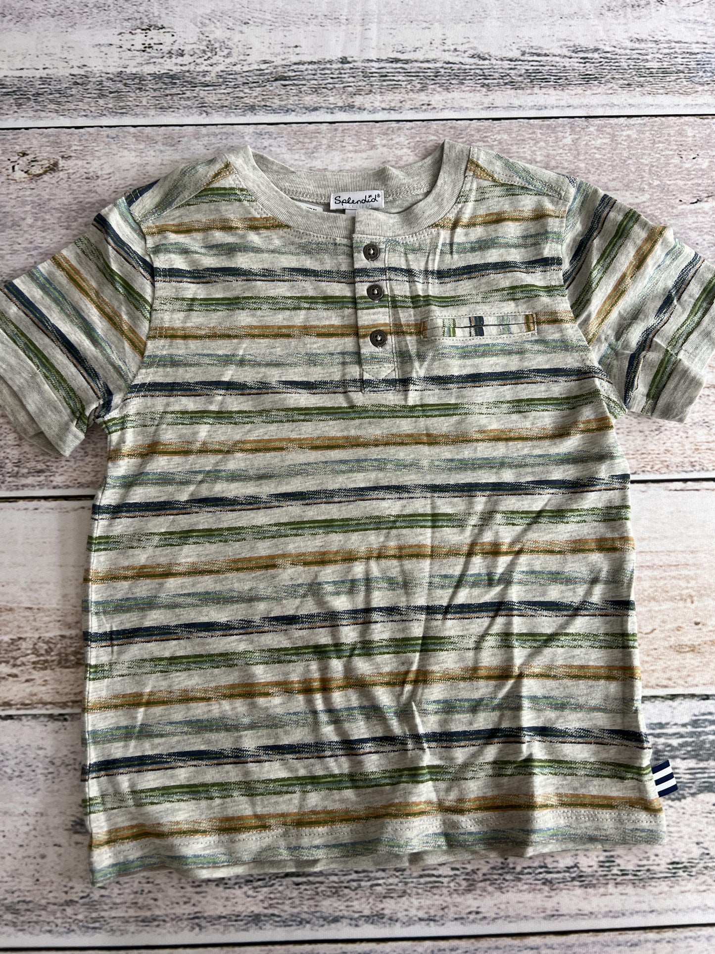 Splendid Boys Grey | Forest Green | Stripe T-Shirt Size: 5 Grey | Forest Green | Stripe