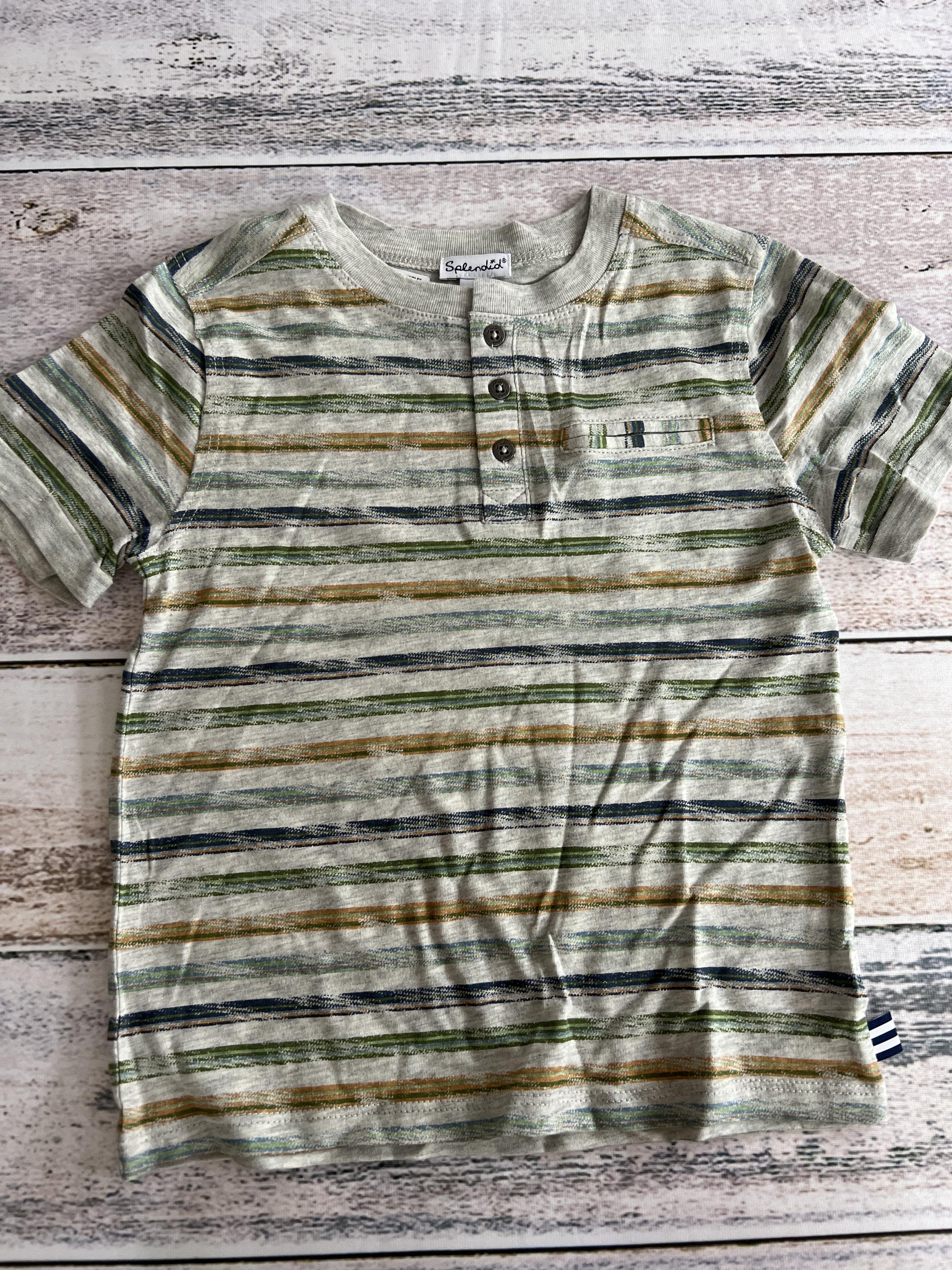 Splendid Boys Grey | Forest Green | Stripe T-Shirt Size: 5 Grey | Forest Green | Stripe