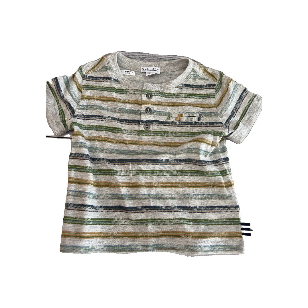 Splendid Boys Grey | Forest Green | Stripe T-Shirt Size: 12-18 months Grey | Forest Green | Stripe