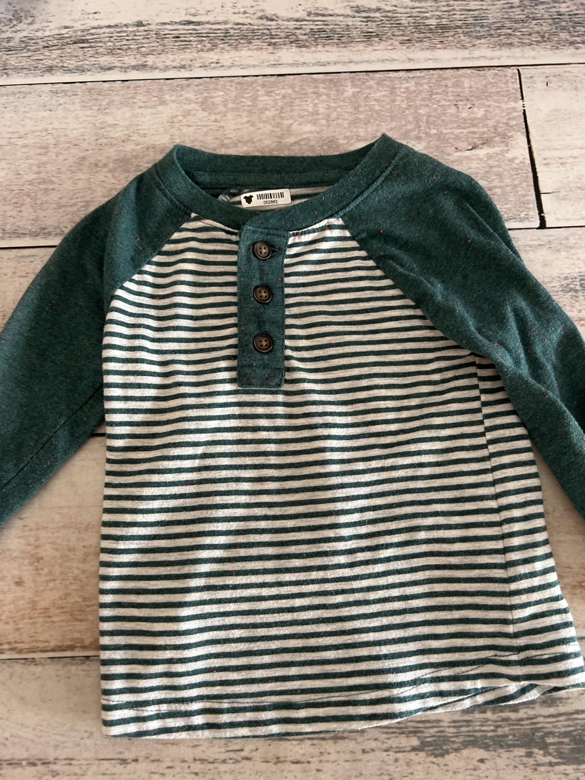 Cat & Jack Boys Grey | Forest Green | Striped Long Sleeve T-Shirt Size: 12 months Grey | Forest Green | Striped