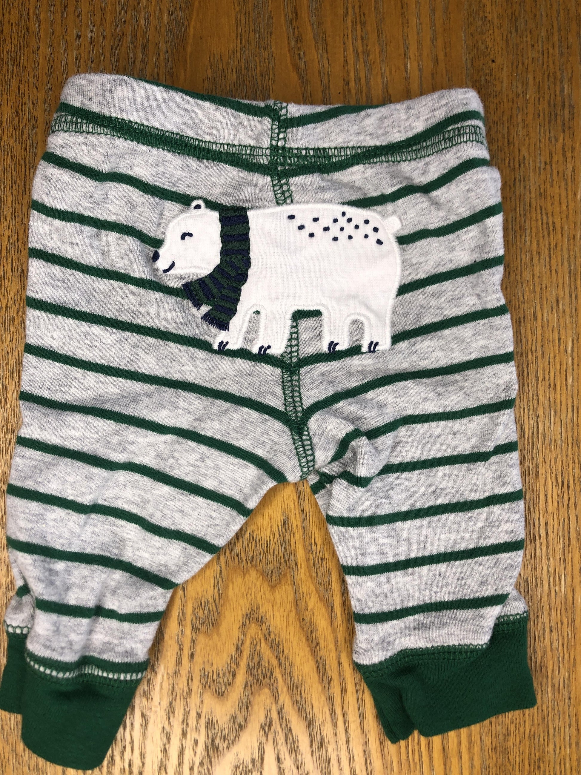 Carters Boys Grey | Forest Green | Striped Pants Size: Newborn Grey | Forest Green | Striped