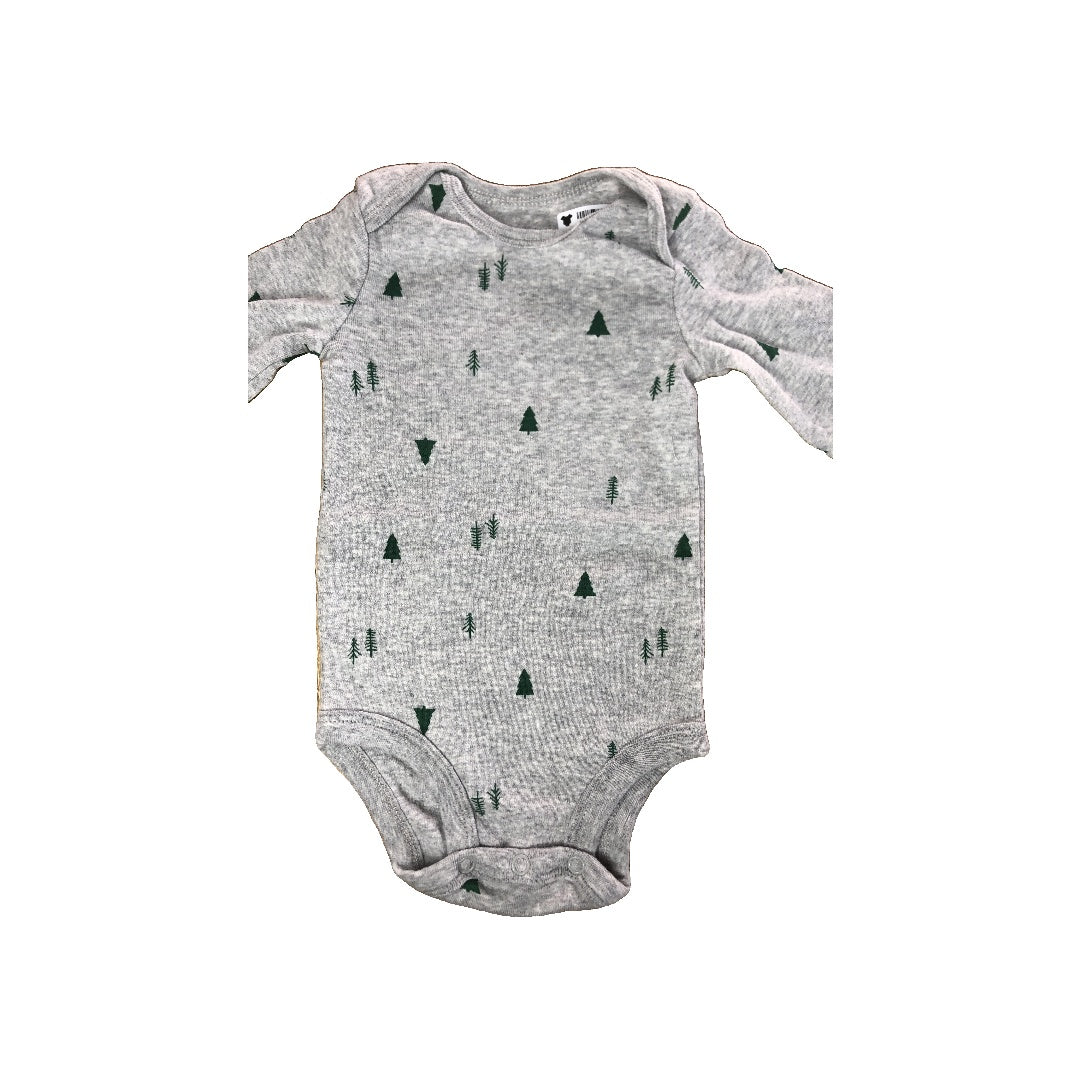 Carters Unisex Grey | Forest Green Onesie Size: 6 months Grey | Forest Green
