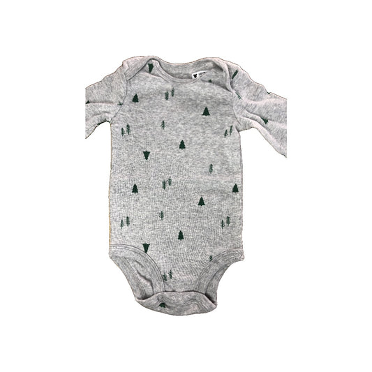 Carters Unisex Grey | Forest Green Onesie Size: 6 months Grey | Forest Green