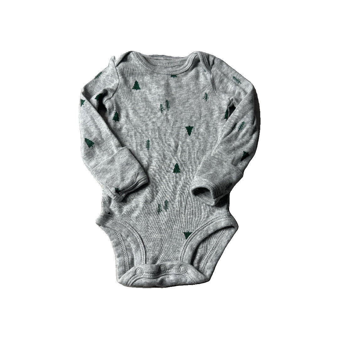 Carters Unisex Grey | Forest Green Onesie Size: Newborn Grey | Forest Green