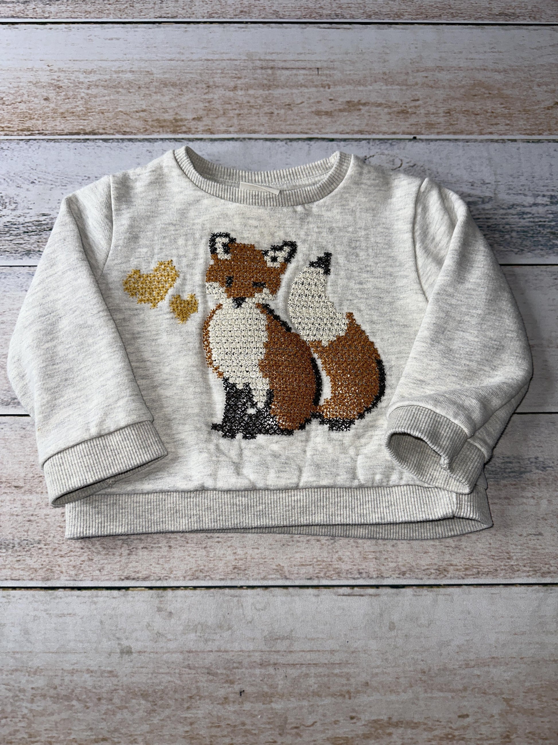 Zara Girls Grey | Fox Sweater Size: 18-24 months Grey | Fox