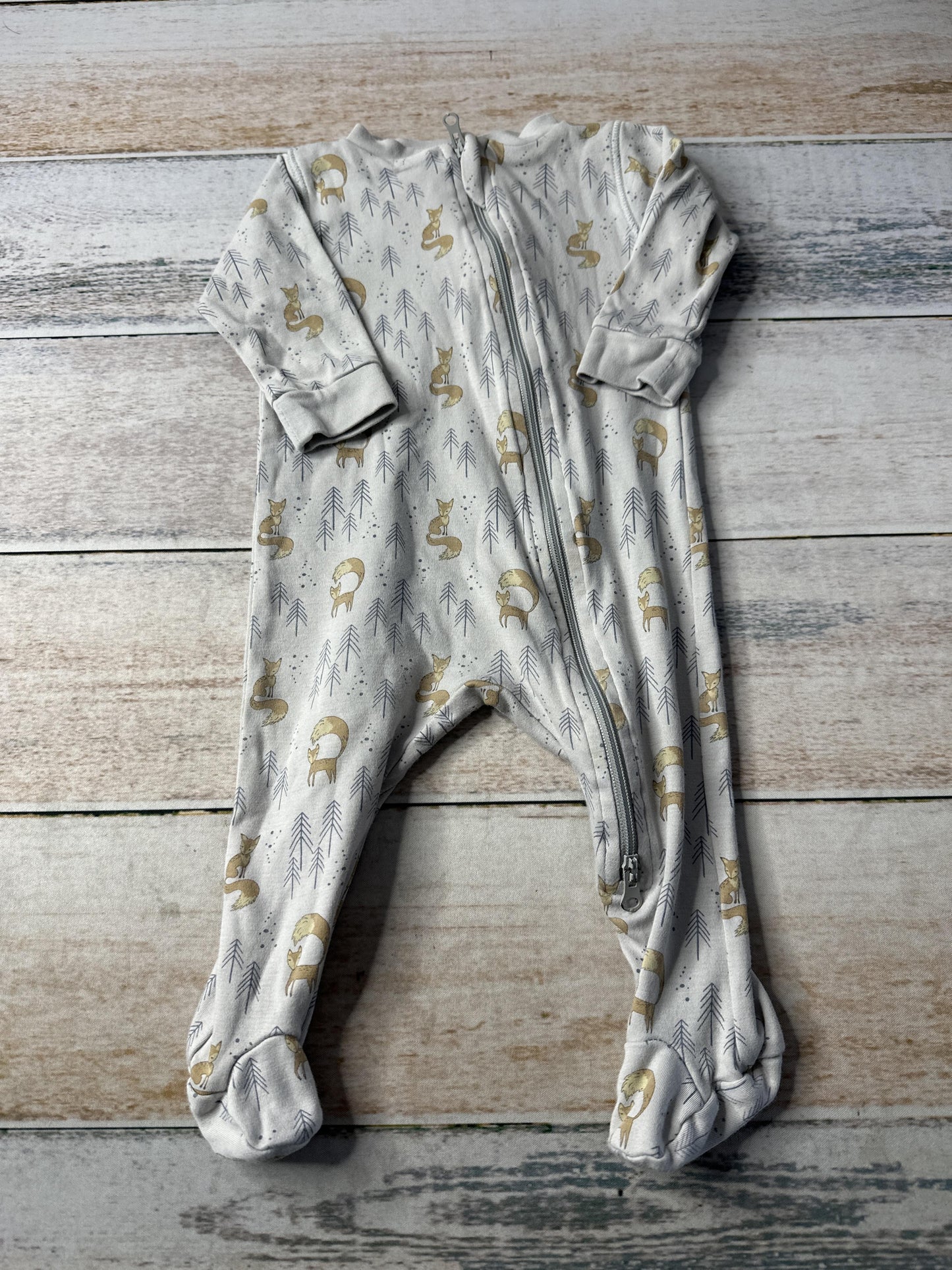 Feather Baby Boys Grey | Fox Long Sleeve Outfit Size: 3-6 months Grey | Fox