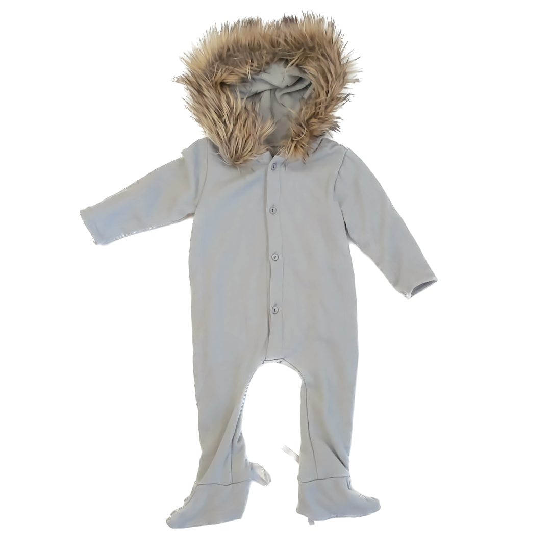 Unknown Girls Grey | Fur Long Sleeve Outfit Size: 80 (12-18 Months) Grey | Fur