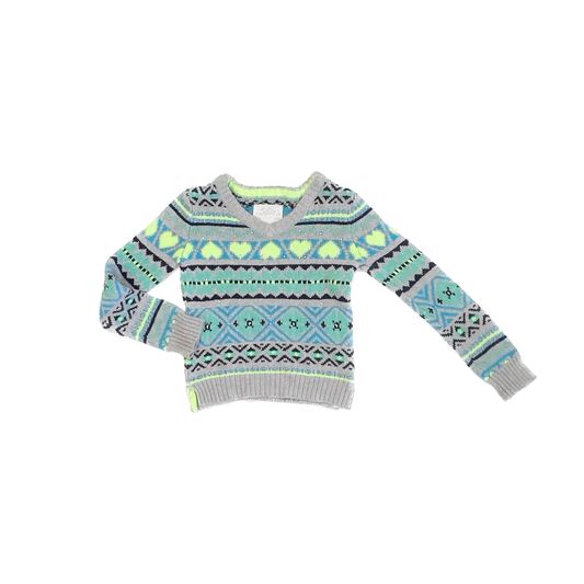 Justice Girls Grey | Green | Blue Sweater Size: 7 Grey | Green | Blue