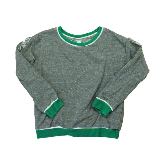 Rockets Of Awesome Girls Grey | Green | Silver | Stripe Sweatshirt Size: 4T