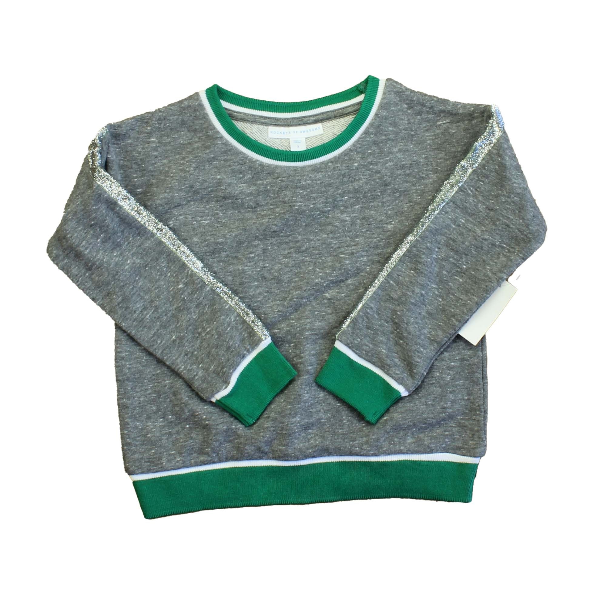 Rockets Of Awesome Girls Grey | Green | Silver Sweatshirt Size: 2T Grey | Green | Silver