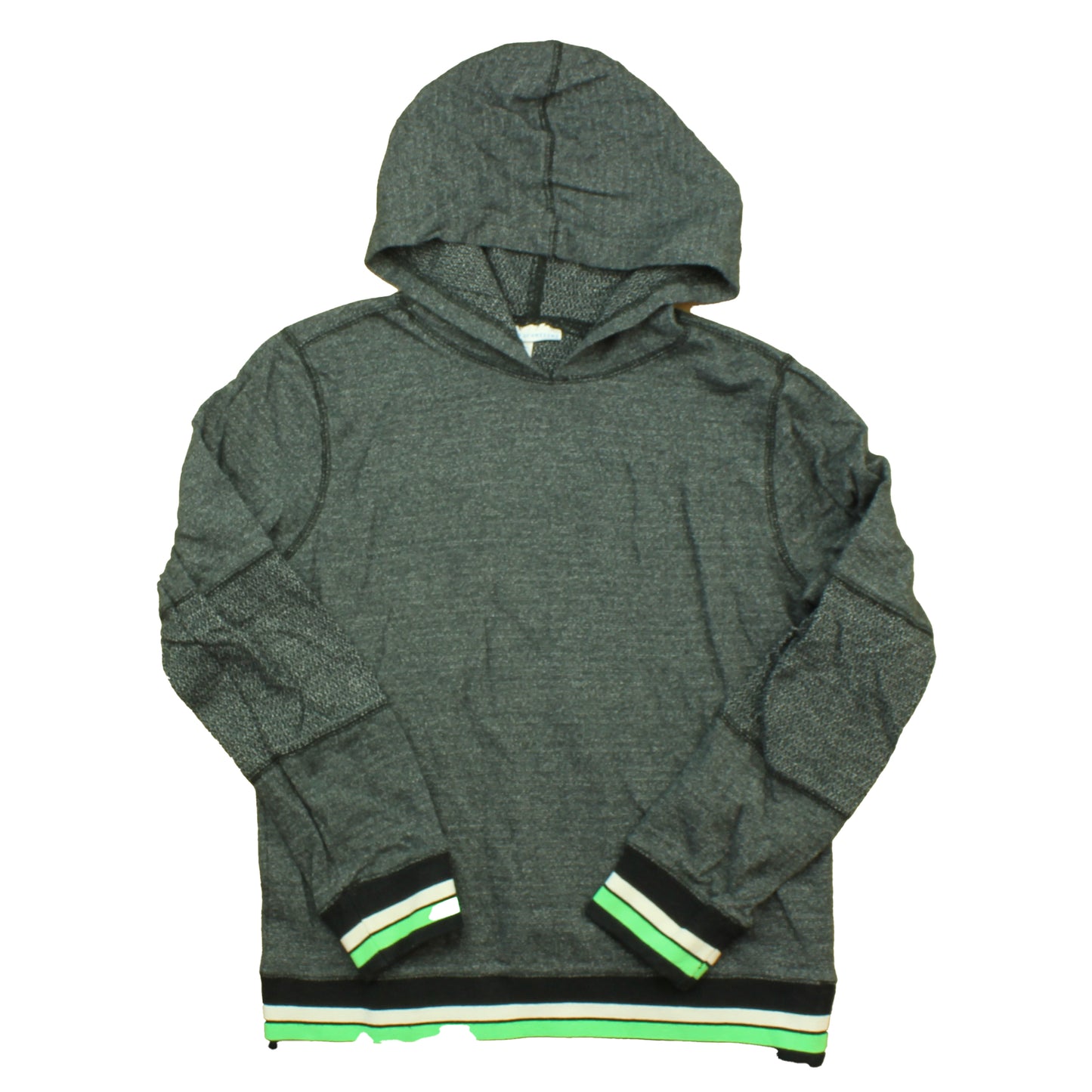 Rockets Of Awesome Boys Grey | Green Stripes Hoodie Size: 12 Years