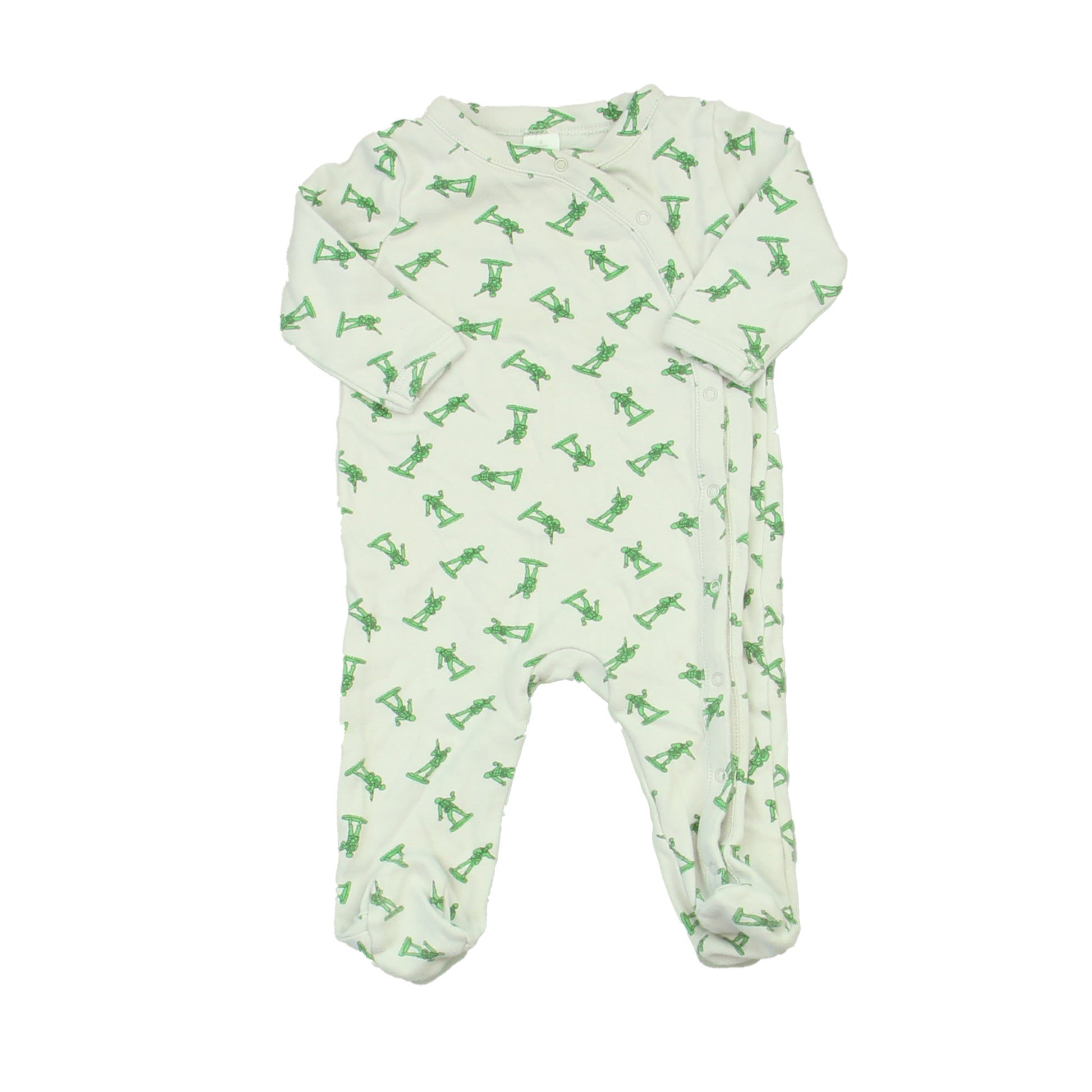 Nordstrom Boys Grey | Green | Toy Soldiers 1-piece footed Pajamas Size: 3 Months Grey | Green | Toy Soldiers