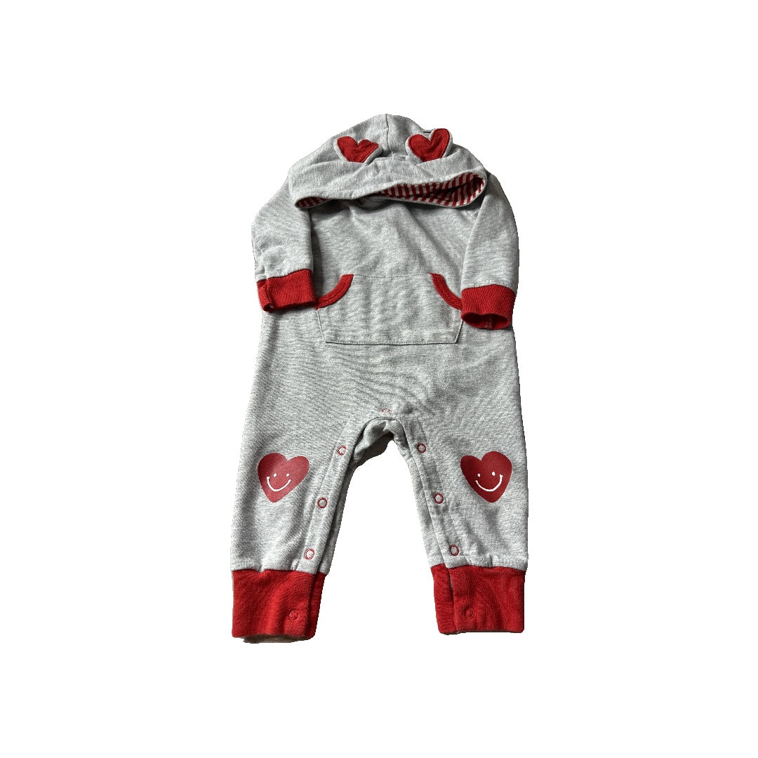 Cat & Jack Unisex Grey | Hearts | Red Long Sleeve Outfit Size: 6-9 months Grey | Hearts | Red