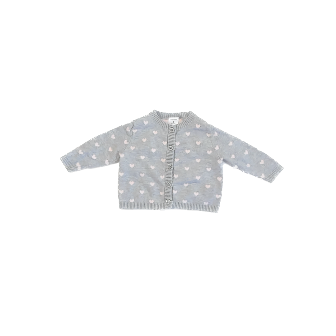 Nordstrom Girls Grey Hearts Cardigan Size: 6 Months Grey Hearts