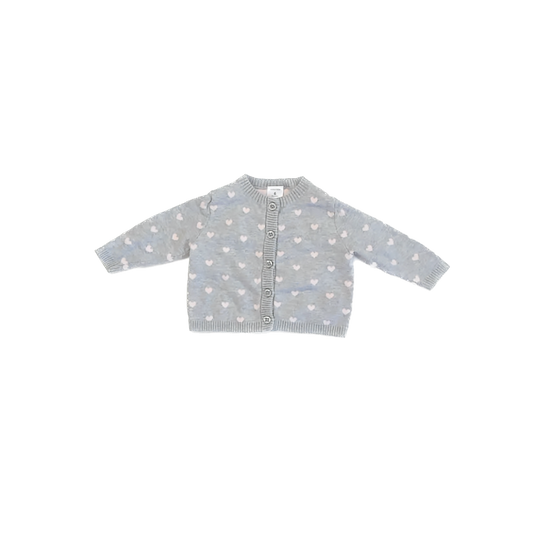 Nordstrom Girls Grey Hearts Cardigan Size: 6 Months Grey Hearts