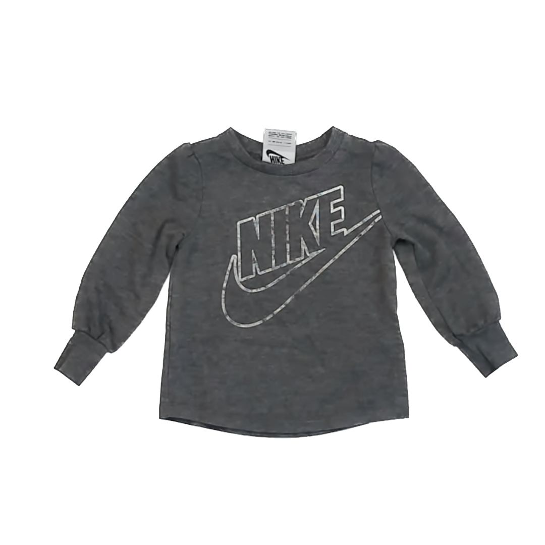 Nike Girls Grey | Iridescent Long Sleeve T-Shirt Size: 2T Grey | Iridescent
