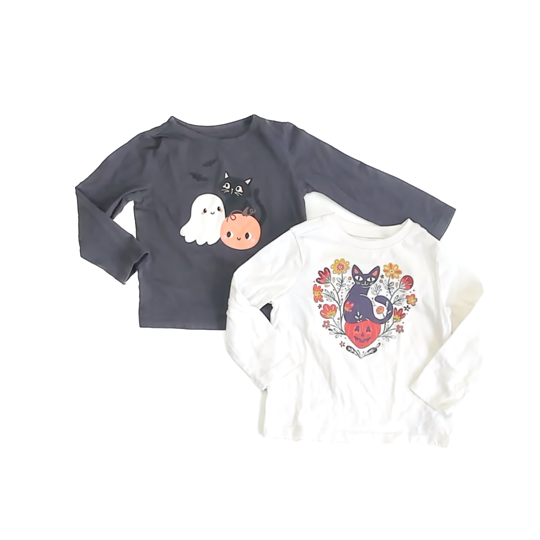 H&M | Old Navy Girls Grey | Ivory Long Sleeve T-Shirt Size: 2T Grey | Ivory