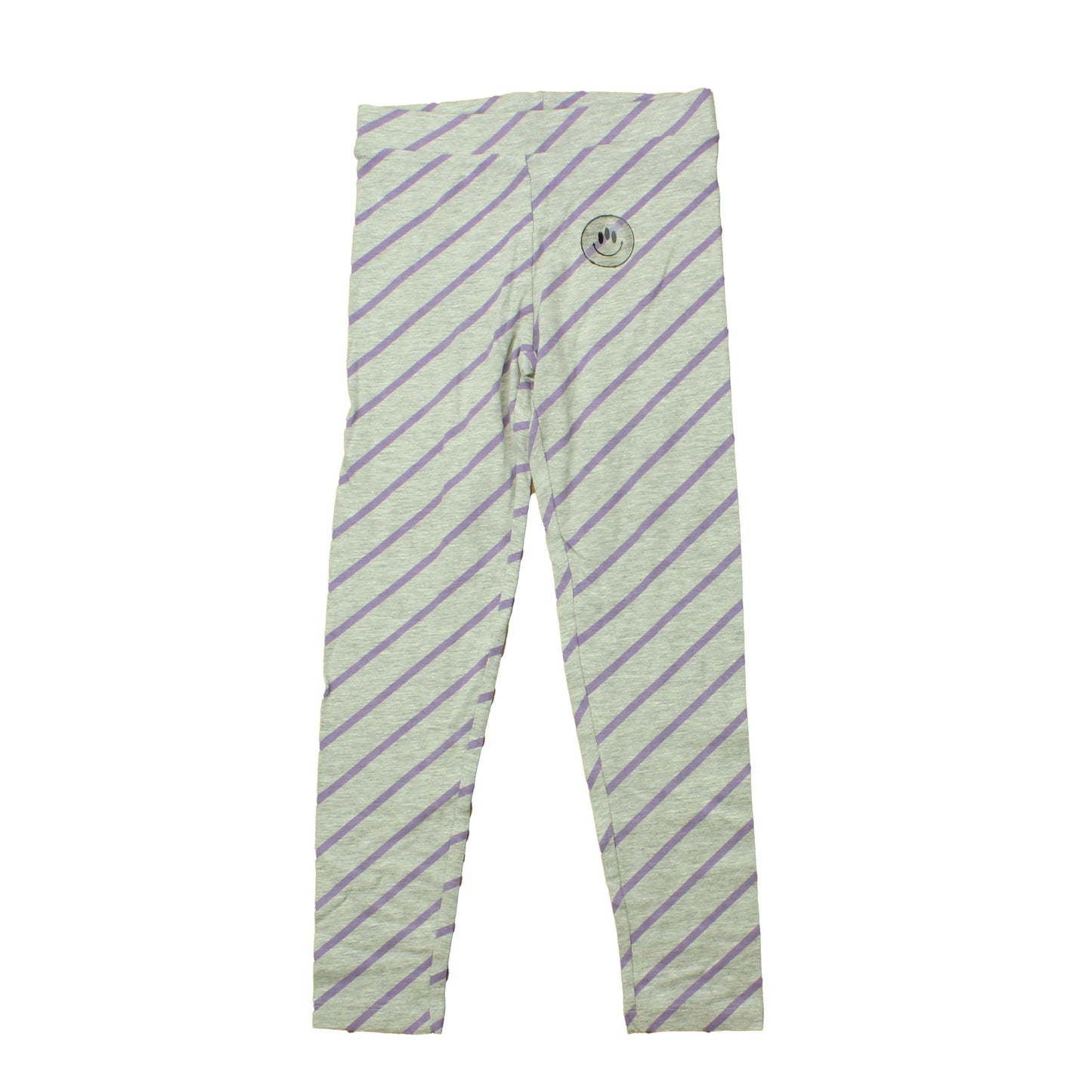 Rockets Of Awesome Girls Grey | Lavender | Diagonal Stripes Leggings Size: 7 Years