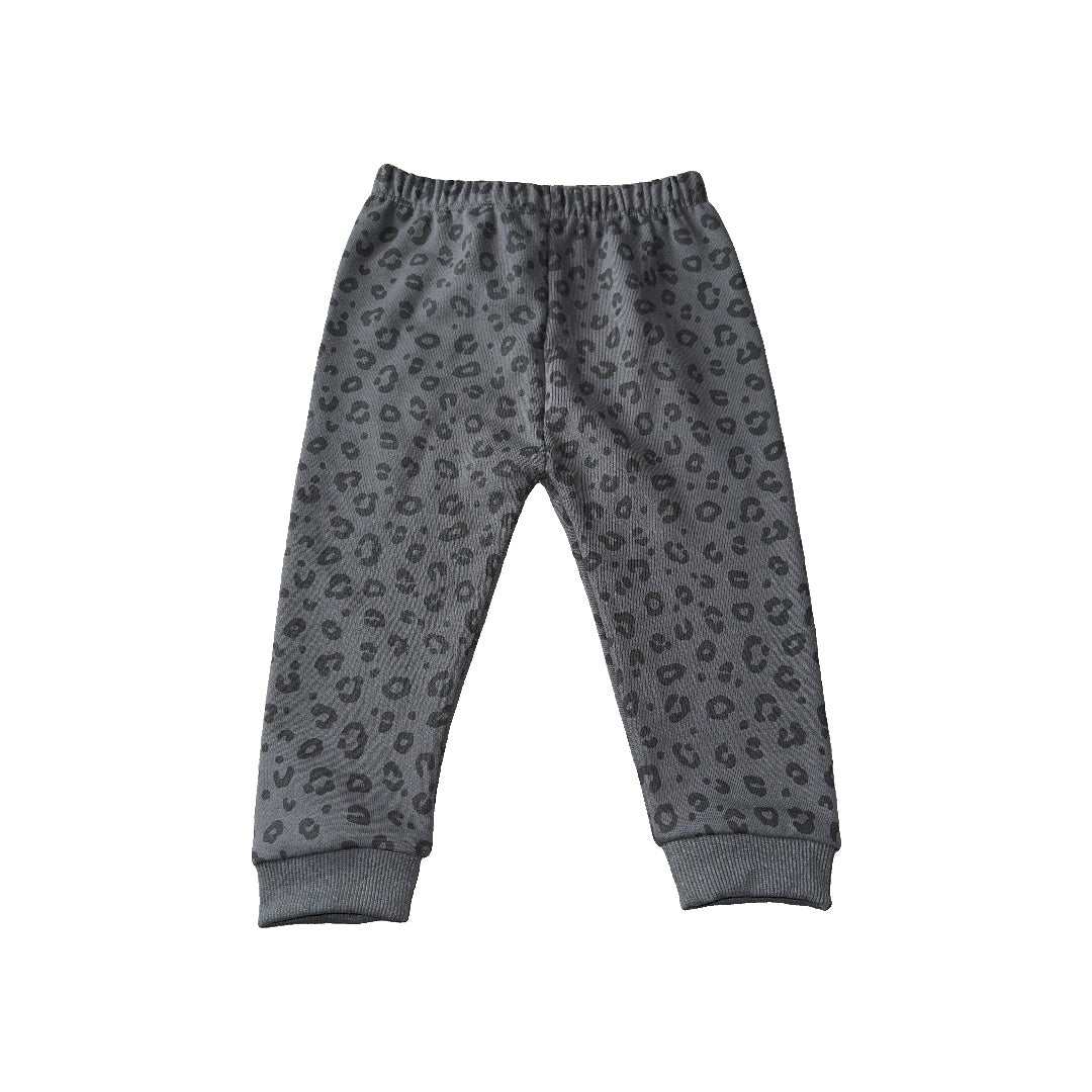 Unisex Grey | Leopard print Pants Size: 18-24 months Grey | Leopard print