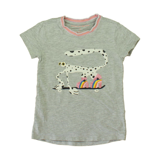 Rockets Of Awesome Girls Grey | Leopard | Skateboard T-Shirt Size: 7 Years