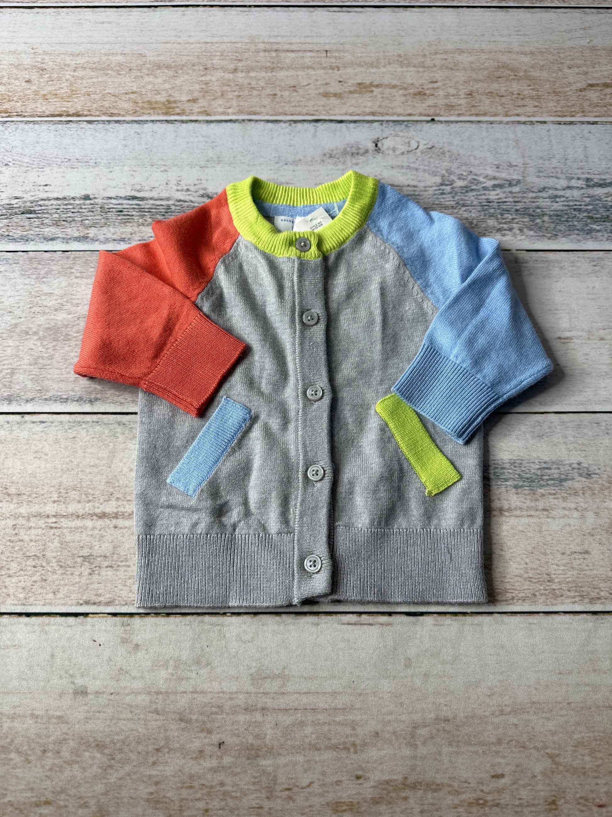 Rockets of Awesome Unisex Grey | Light Blue | Yellow | orange Sweater Size: 0-3 months Grey | Light Blue | Yellow | orange
